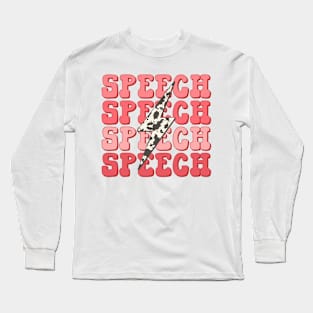 Retro Groovy Western Cowhide Speech Long Sleeve T-Shirt